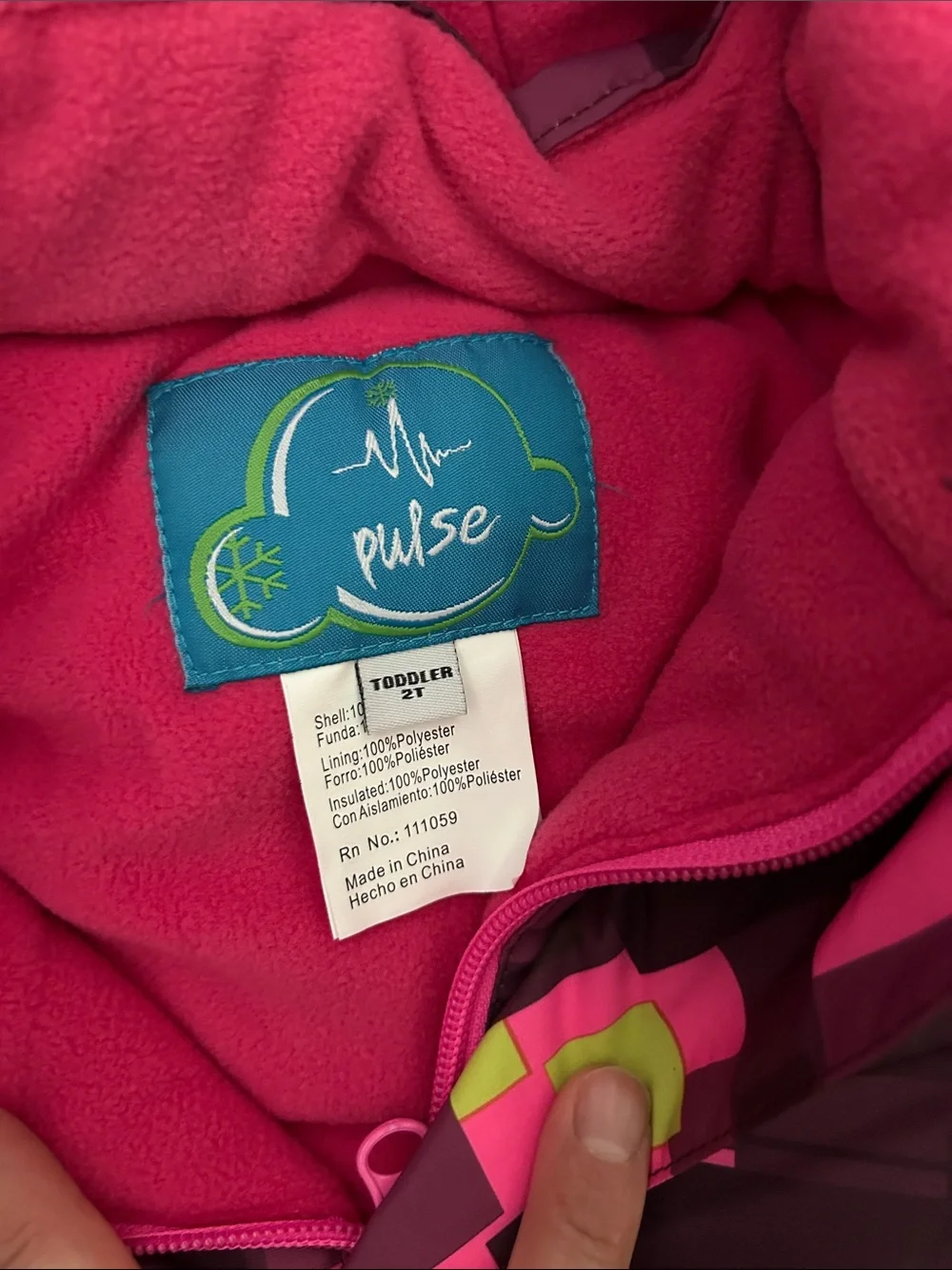 Pulse Girls' Maroon Jacket with Pink & Lime Geometric Print